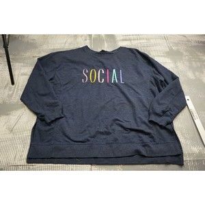 Wildfox sweatshirt women XXL Gray long sleeve Social embroidered crewneck fleece